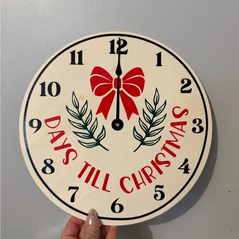 Festive Countdown Wall Clock - Red and Green